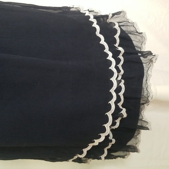 Doe & Rae Ruffle Layer Contrast Edging Tunic Dress. Sleeveless Shear Navy NWOT - Picture 11 of 16